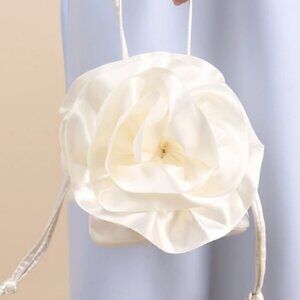 NWT Lulus Reeta Ivory Satin Rosette Bucket Bag